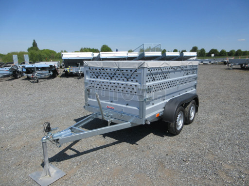 Nebrzděný přívěs AVM N2 2,52x1,30/0,85 děrovaná nástavba+plachta, hever č.2
