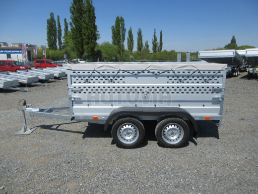 Nebrzděný přívěs AVM N2 2,52x1,30/0,85 děrovaná nástavba+plachta, hever č.4