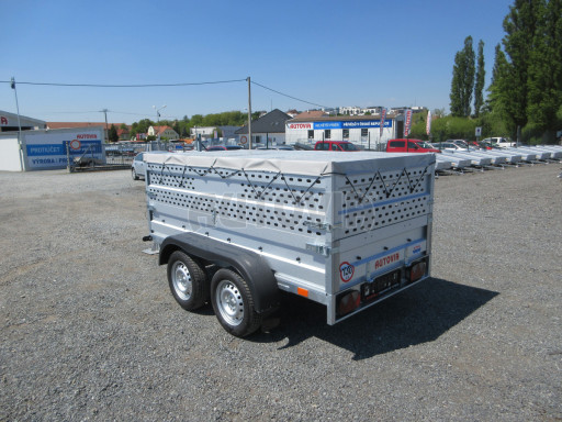 Nebrzděný přívěs AVM N2 2,52x1,30/0,85 děrovaná nástavba+plachta, hever č.5