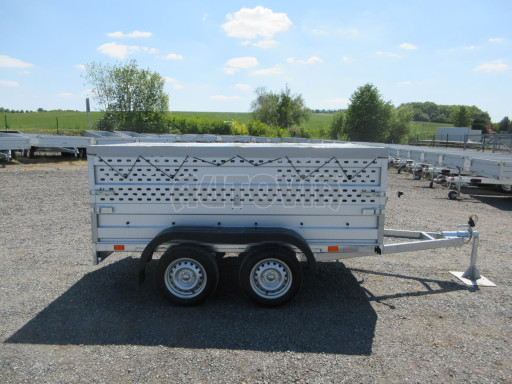 Nebrzděný přívěs AVM N2 2,52x1,30/0,85 děrovaná nástavba+plachta, hever č.8