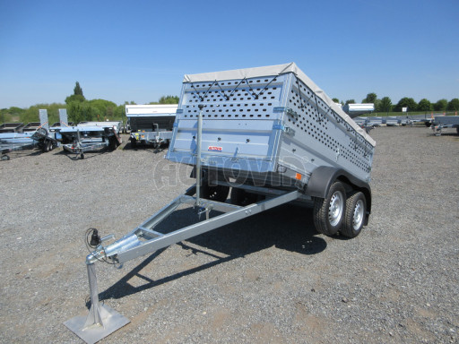 Nebrzděný přívěs AVM N2 2,52x1,30/0,85 děrovaná nástavba+plachta, hever č.1