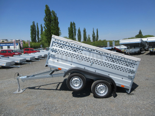 Nebrzděný přívěs AVM N2 2,52x1,30/0,85 děrovaná nástavba+plachta, hever č.11