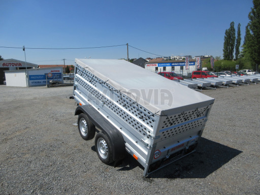 Nebrzděný přívěs AVM N2 2,52x1,30/0,85 děrovaná nástavba+plachta, hever č.12