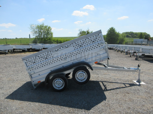 Nebrzděný přívěs AVM N2 2,52x1,30/0,85 děrovaná nástavba+plachta, hever č.15