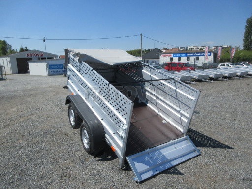Nebrzděný přívěs AVM N2 2,52x1,30/0,85 děrovaná nástavba+plachta, hever č.18