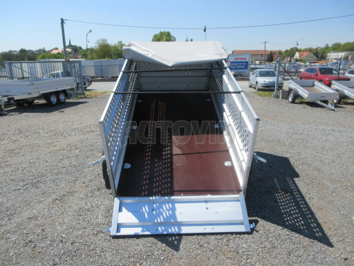 Nebrzděný přívěs AVM N2 2,52x1,30/0,85 děrovaná nástavba+plachta, hever č.19