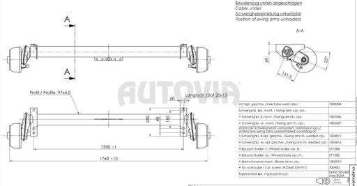 Náprava AL-KO B1600-3, a=1330mm, 5x112 č.2