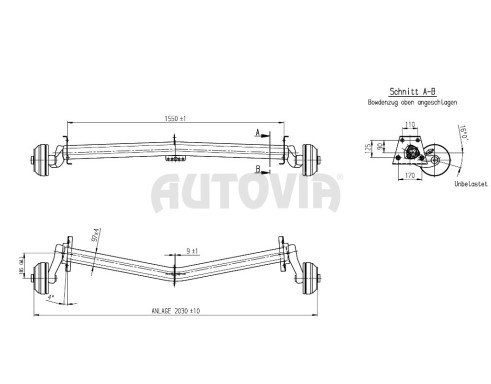 Náprava AL-KO Delta DSIN 12-3 (1360 kg) a=1550 mm, c=2030 mm, 2051, 112x5 č.1