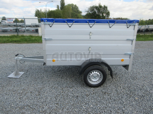 Jednoosý nebrzděný valník s 2x nástavbou bočnic HD 7 750kg 2,06x1,25/1,05 2ks nástavba plachta č.4