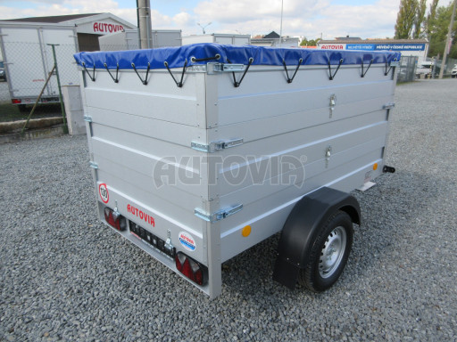 Jednoosý nebrzděný valník s 2x nástavbou bočnic HD 7 750kg 2,06x1,25/1,05 2ks nástavba plachta č.7