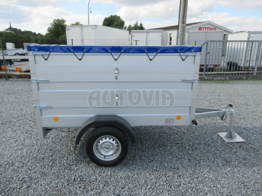 Jednoosý nebrzděný valník s 2x nástavbou bočnic HD 7 750kg 2,06x1,25/1,05 2ks nástavba plachta č.8