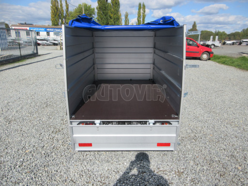 Jednoosý nebrzděný valník s 2x nástavbou bočnic HD 7 750kg 2,06x1,25/1,05 2ks nástavba plachta č.12