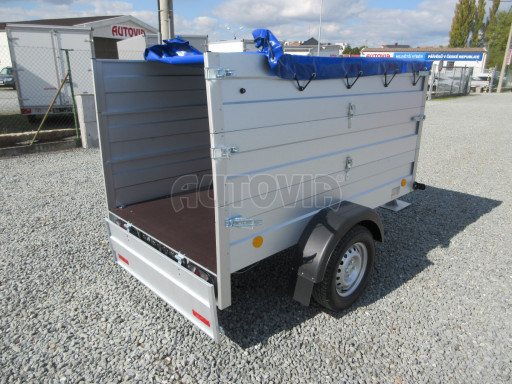 Jednoosý nebrzděný valník s 2x nástavbou bočnic HD 7 750kg 2,06x1,25/1,05 2ks nástavba plachta č.13