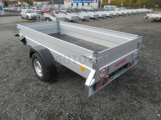 Jednoosý brzděný celoplechový nákladní přívěs PN 26 1,3T B1 POČ 2,65x1,24/0,40