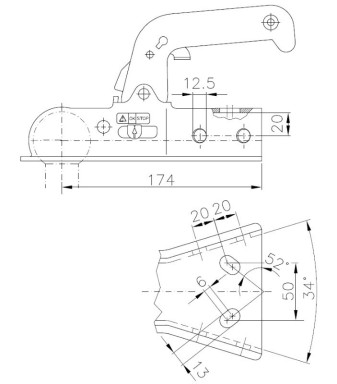 Tažná spojka Winterhoff WW 8-Y, 800 kg, na V-oj č.2
