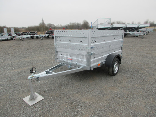 Sklopný nebrzděný přívěs AVM 2,02x1,23/0,35 děrovaná nástavba č.3