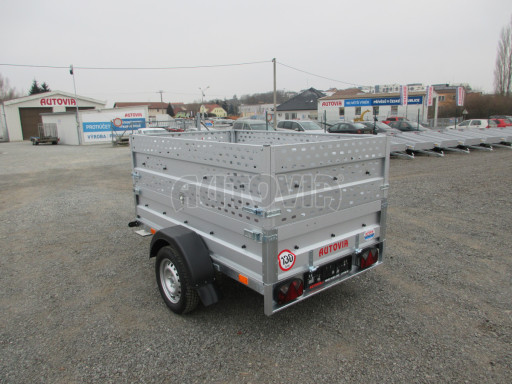 Sklopný nebrzděný přívěs AVM 2,02x1,23/0,35 děrovaná nástavba č.5