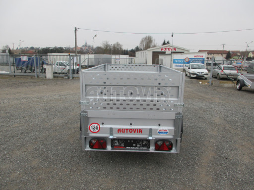 Sklopný nebrzděný přívěs AVM 2,02x1,23/0,35 děrovaná nástavba č.6