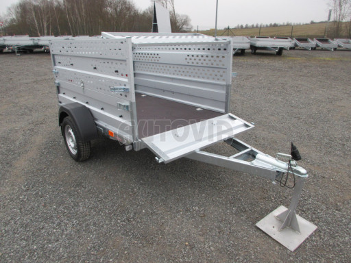 Sklopný nebrzděný přívěs AVM 2,02x1,23/0,35 děrovaná nástavba č.11