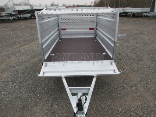 Sklopný nebrzděný přívěs AVM 2,02x1,23/0,35 děrovaná nástavba č.12