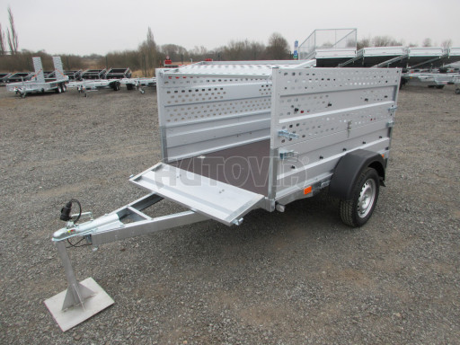 Sklopný nebrzděný přívěs AVM 2,02x1,23/0,35 děrovaná nástavba č.13