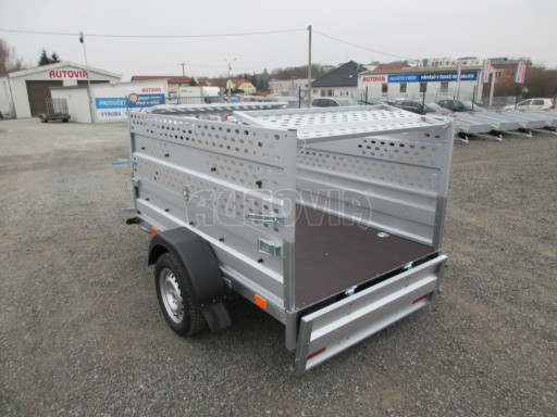 Sklopný nebrzděný přívěs AVM 2,02x1,23/0,35 děrovaná nástavba č.14