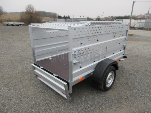 Sklopný nebrzděný přívěs AVM 2,02x1,23/0,35 děrovaná nástavba č.16