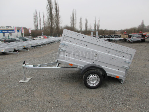 Sklopný nebrzděný přívěs AVM 2,02x1,23/0,35 děrovaná nástavba č.18