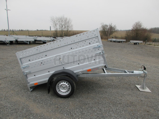 Sklopný nebrzděný přívěs AVM 2,02x1,23/0,35 děrovaná nástavba č.22