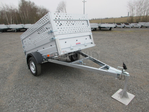 Sklopný nebrzděný přívěs AVM 2,02x1,23/0,35 děrovaná nástavba č.23