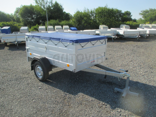 Jednoosý nebrzděný valník s nástavbou bočnic HD 7 750kg 2,06x1,25/0,70 č.1