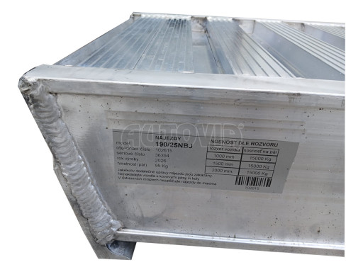 Nájezd hliníkový 2500 mm (15000kg na pár) spodní hák č.4