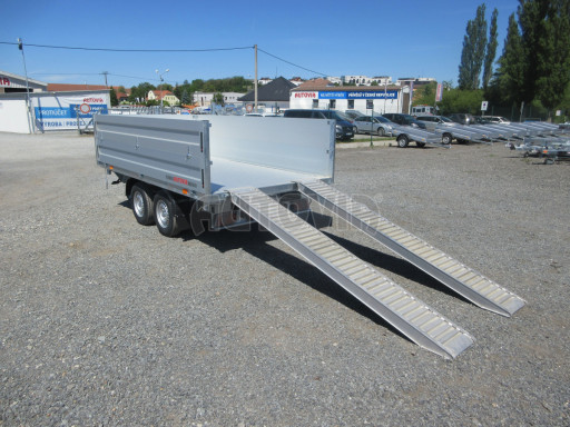 Třístranný sklopný přívěs s nástavbou bočnic ATS 3SKS 2,7T 3,32x1,70/0,70 ECO ZN v elektrice č.45