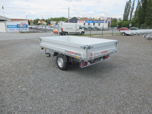 Sklápěcí přívěs DLT 1,3T 2,57x1,48/0,35 ruč, plech podlaha