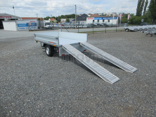 Sklápěcí přívěs DLT 1,3T 2,57x1,48/0,35 ruč, plech podlaha